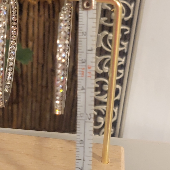 SILVER PLATED IN -OUT CZ HOOP EARRINGS HOOPS - Picture 4 of 4